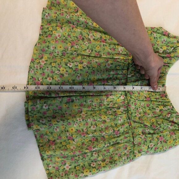 Milk Shop Lime Green Floral Spaghetti Strap Babydoll Summer Top Small - Picture 10 of 13